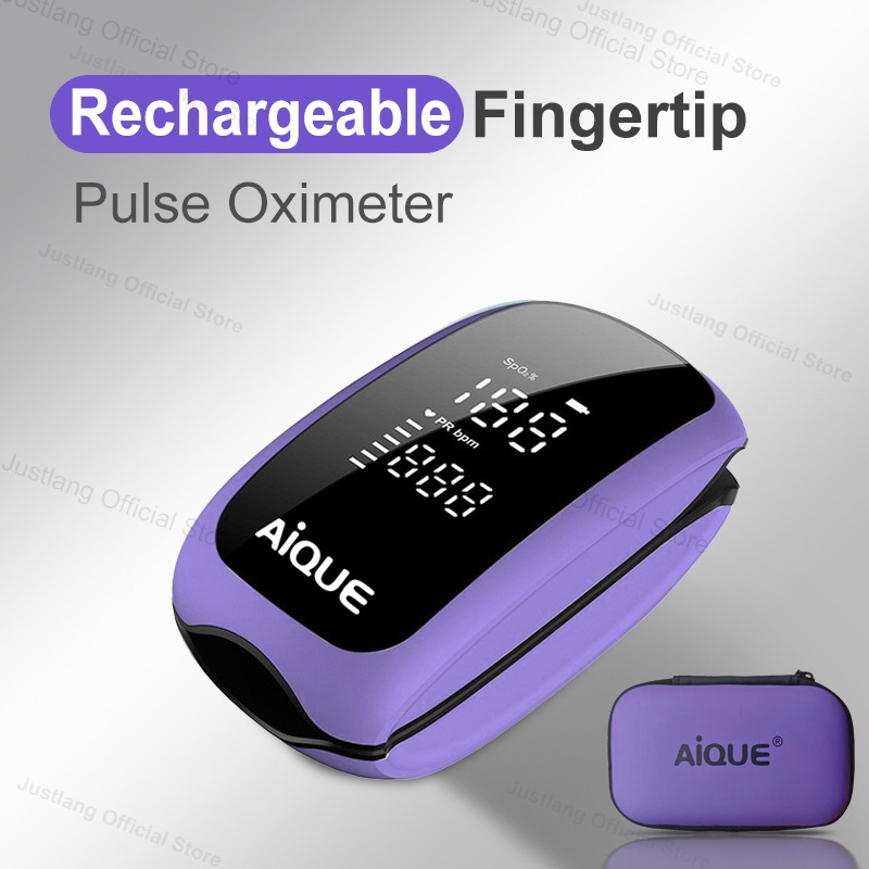 Pulse Oximeter Fingertip Rechargeable - AiQUE Paarse Oplaadbare Oximeter Medische Strap