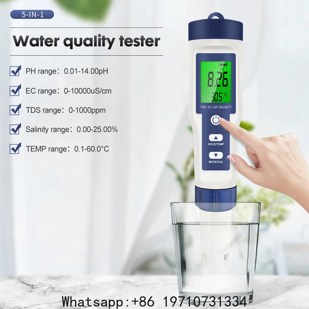 Ph Meter Digital Water Tester - 5-in-1 digitale PH-meter TDS EC zoutgehalte
