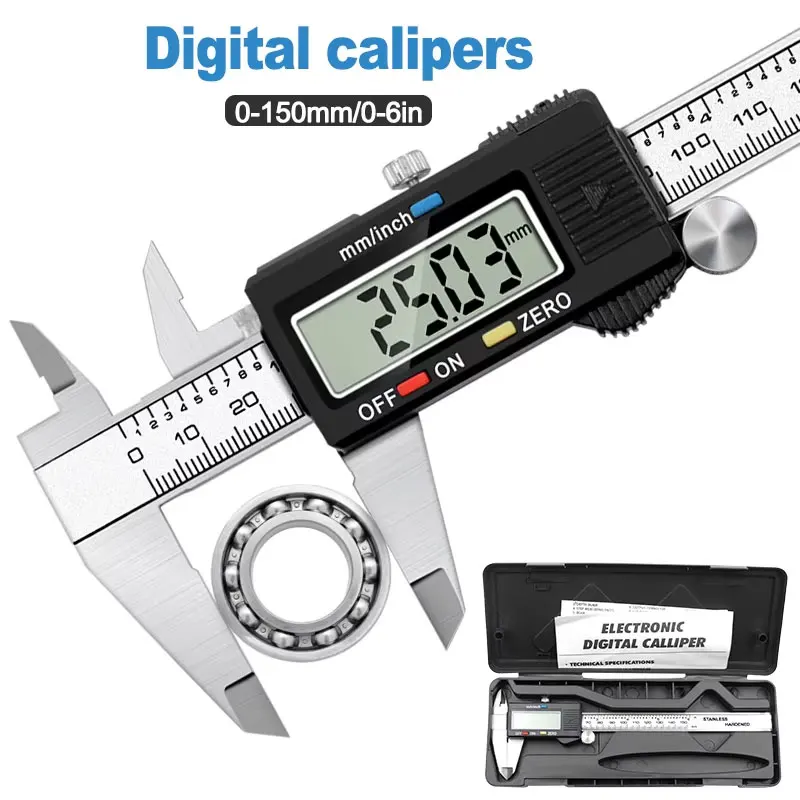 Digital Caliper 150Mm Stainless Steel - Digitale schuifmaat met hoge precisie -
