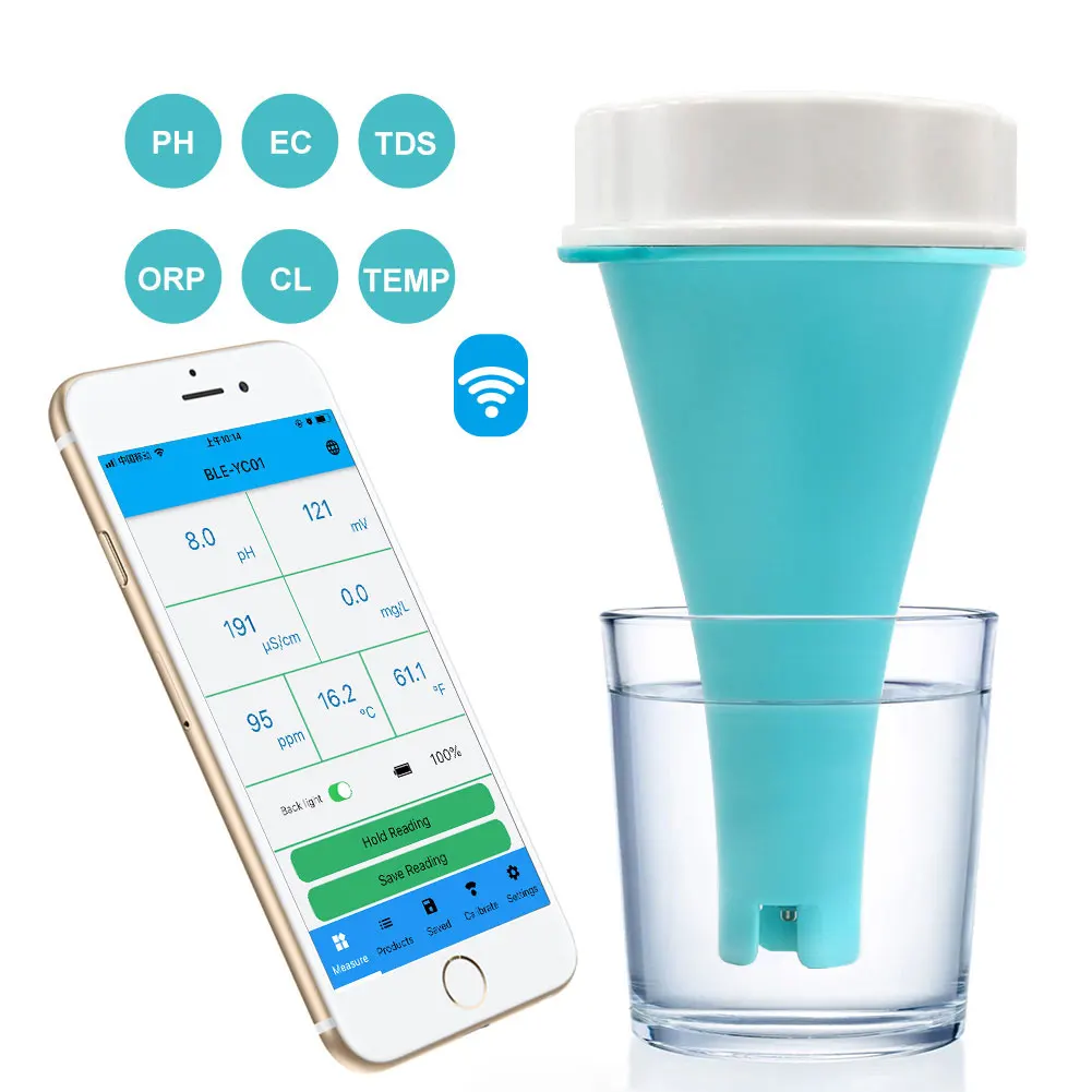 Ph Meter Digital Water Tester - 6-in-1 waterkwaliteitstestmeter APP Online monitor PH