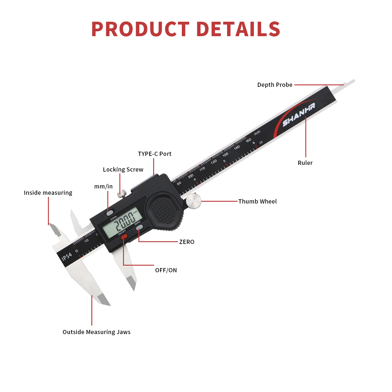 SHANHR IP54 Waterdichte Digita - Digital Caliper 150Mm Stainless Steel recensie en prijs