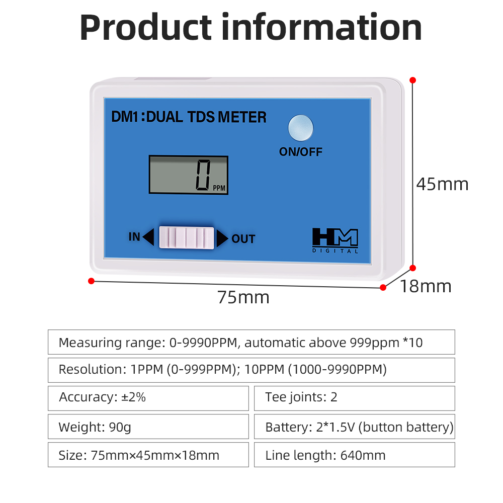 DM1 Dual TDS Waterkwaliteitste - Ph Meter Digital Water Tester recensie en prijs